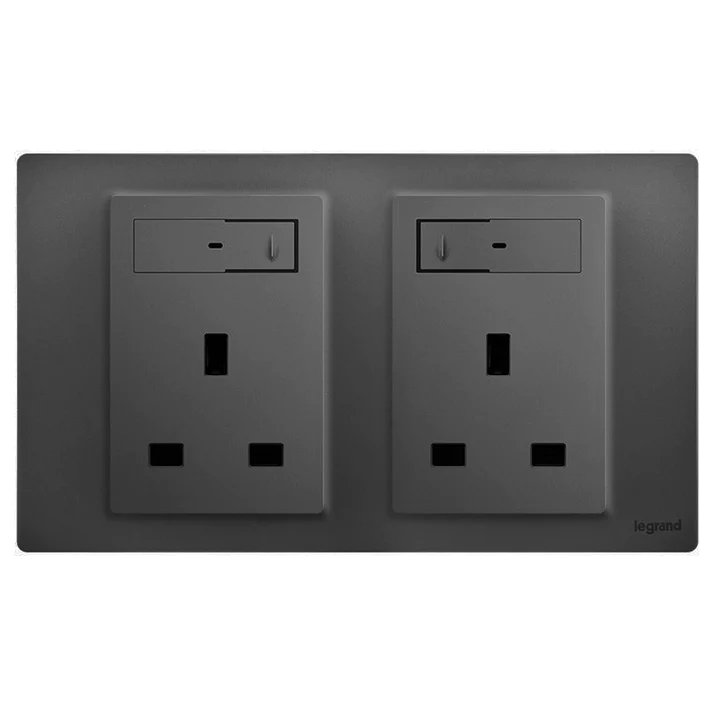 Legrand Mallia Senses with Netatmo 13A二位帶開關智能插座 (陶瓷白/深沙銀/子夜黑)