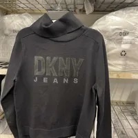 [S] DKNY COTTON NYLON LOGO SWEATER,BLACK, E3JSAM13-BLK (SD722)