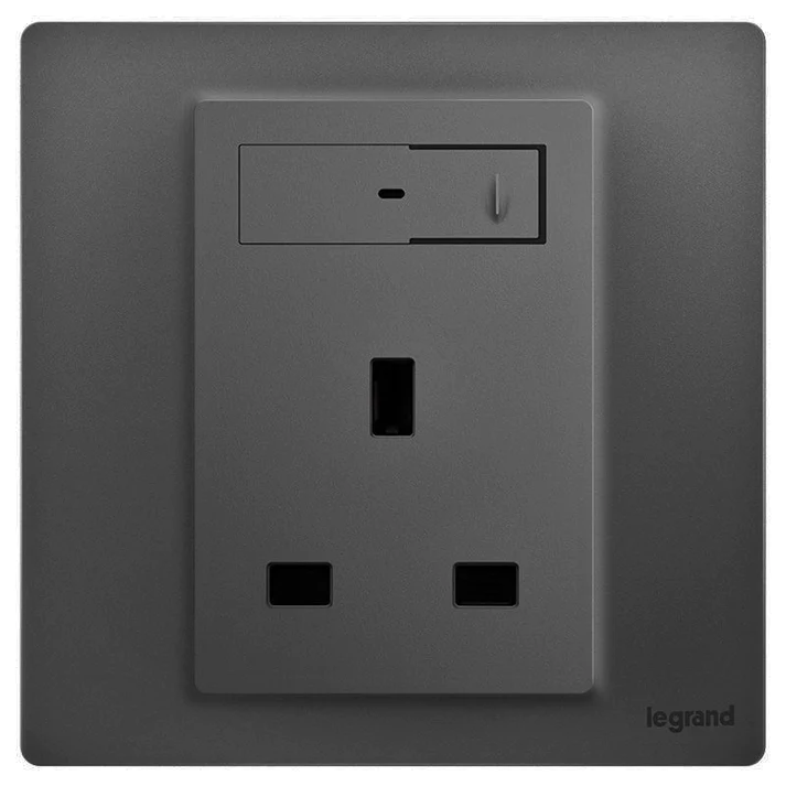 Legrand Mallia Senses with Netatmo 13A一位帶開關智能插座 (陶瓷白/深沙銀/子夜黑)