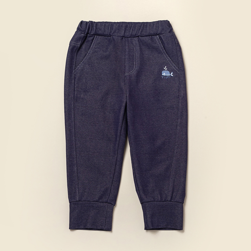 PIPPY 鯨魚牛仔棉質彈性長褲 藍