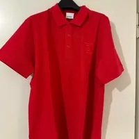 [S] BURBERRY GATEFORTH LOGO PATCH POLO SHIRT,BRIGHT RED, 8053024100 (SB100)