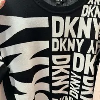[S] DKNY ALLOVER LOGO SHORT SLEEVE TOP,BLACK/IVORY, P3MSIJ86-BLI (SD724)
