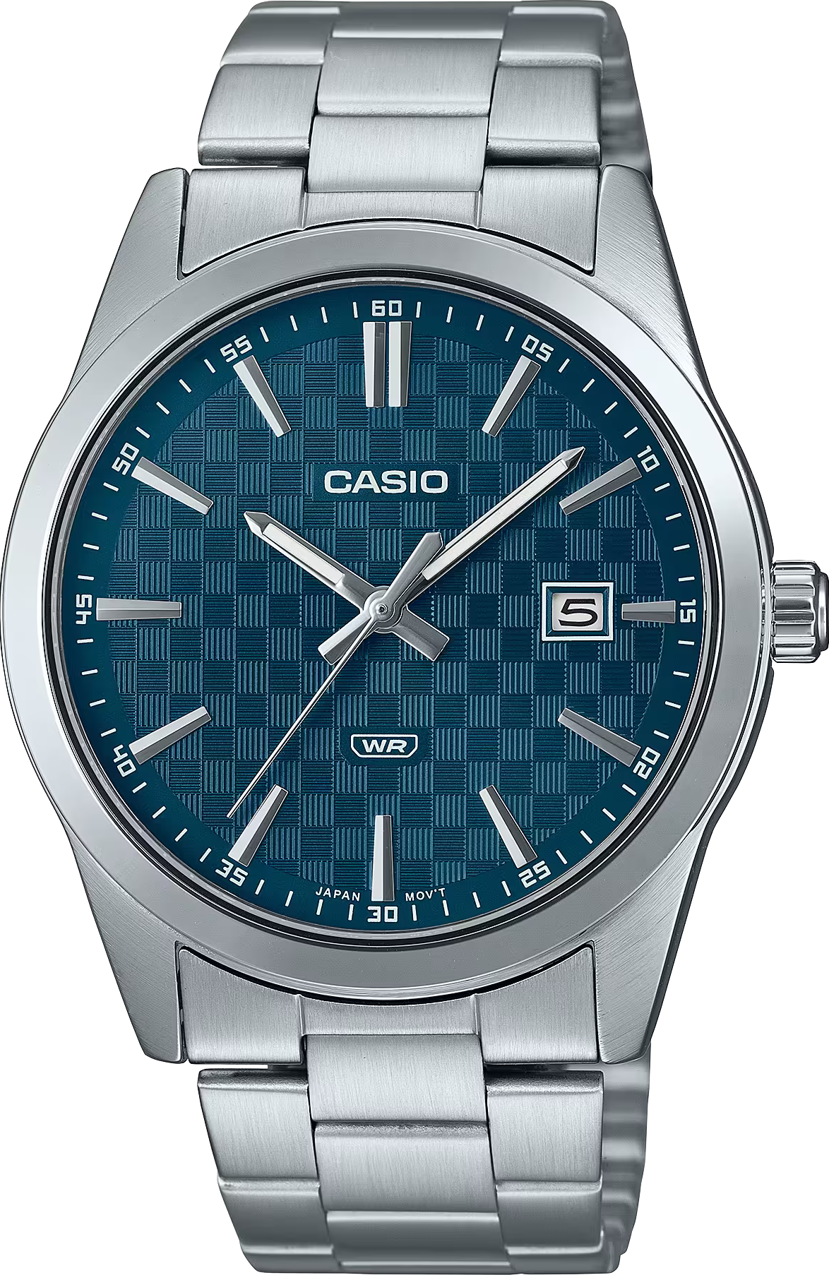 萬年鐘錶 - CASIO 卡西歐 標準藍色格紋錶盤指針不鏽鋼 男錶  MTP-VD03D-2A2   錶徑41MM