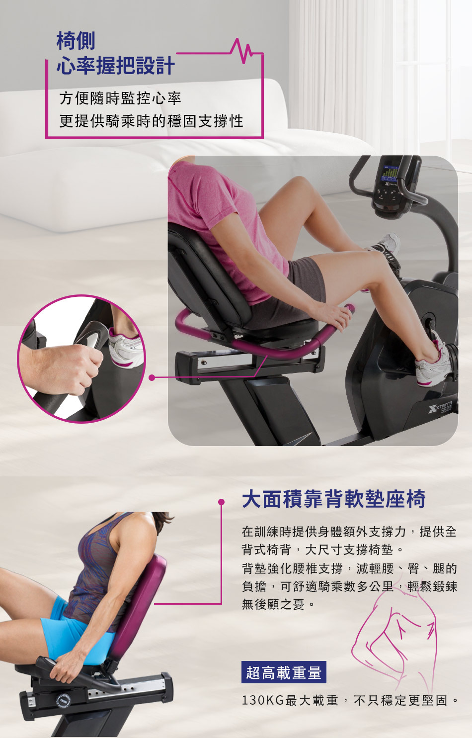 心率握把、靠背軟墊