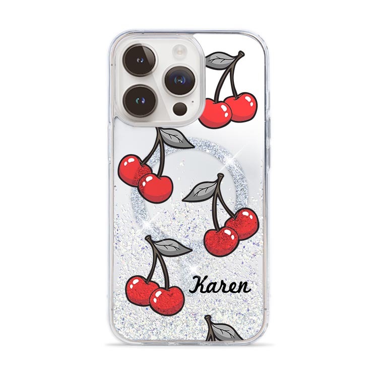 俏皮櫻桃 (MagSafe磁吸) 閃耀鏡面殼 - (訂製名字) iPhone客製化手機殼