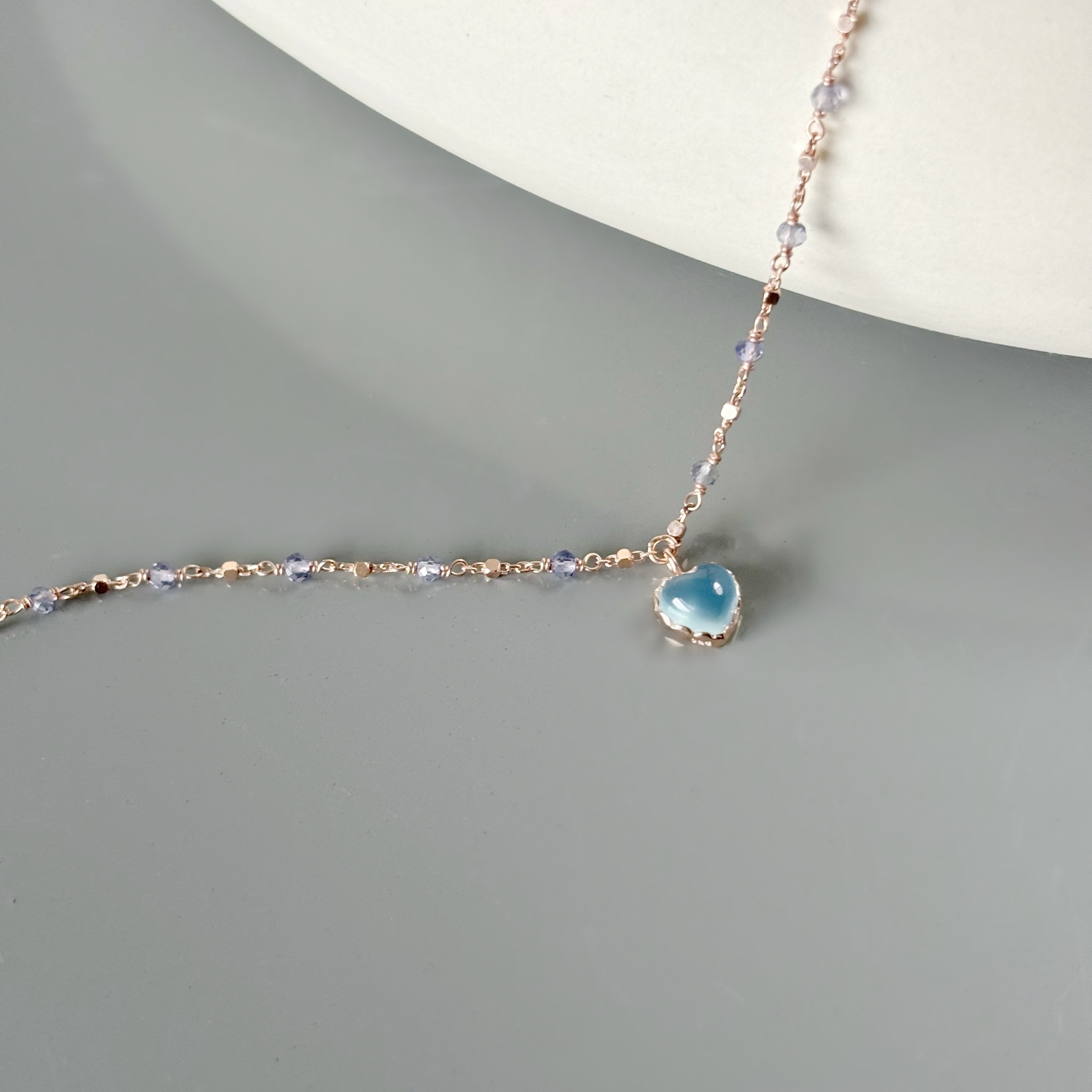 QQ Heart海藍堇青小方塊手鍊