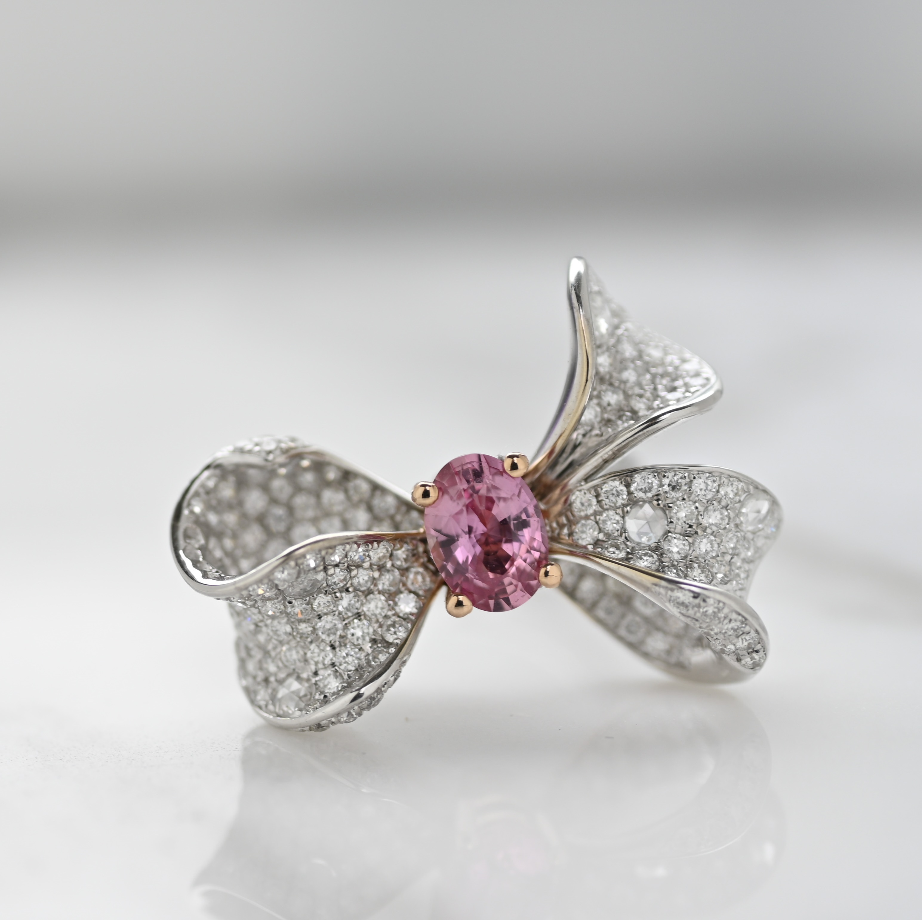 18K Blossom Padparadscha Diamond Ring