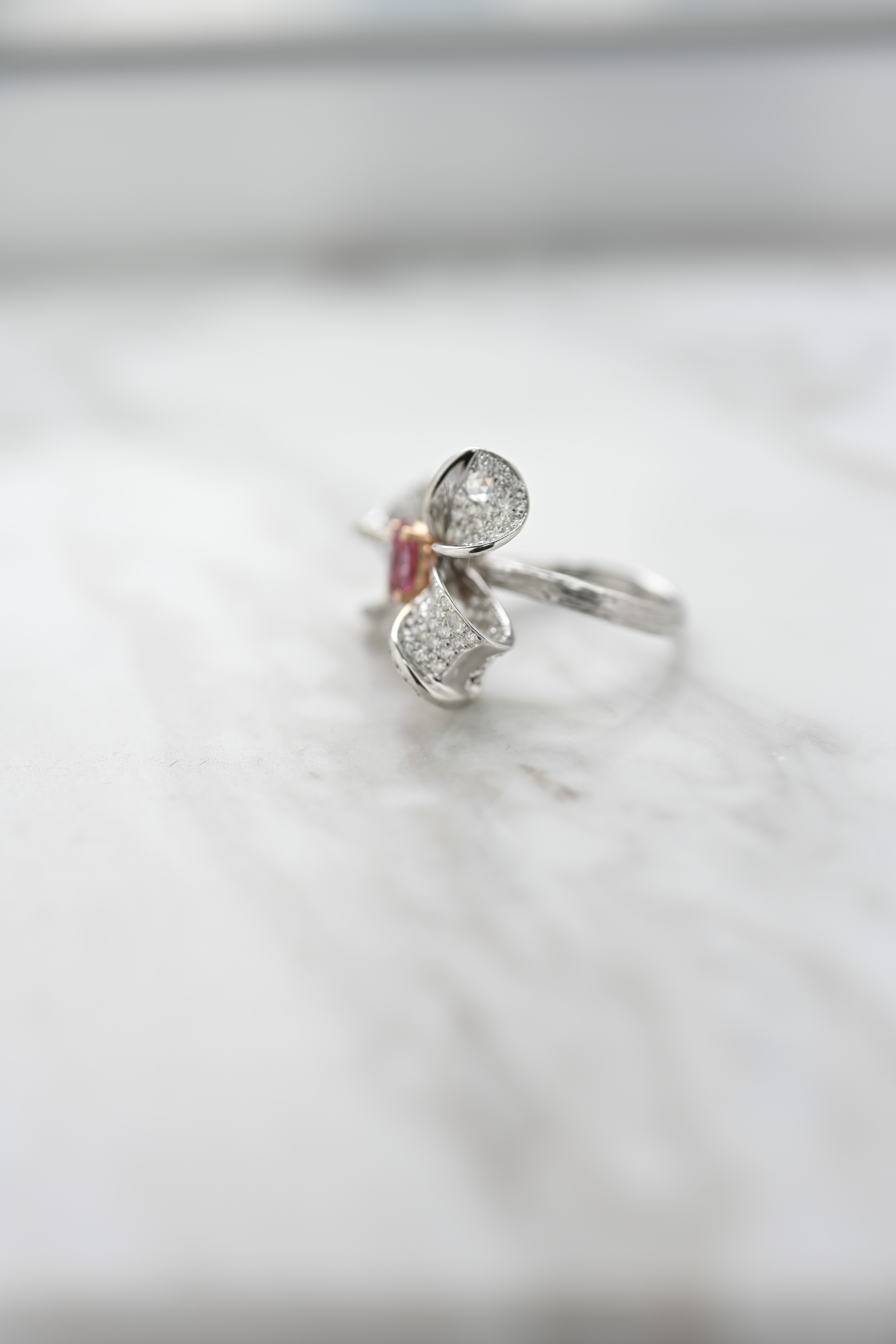 18K Blossom Padparadscha Diamond Ring