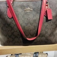 [S] COACH CH504 SIGNATURE TOTE ,IM/BROWN 1941 RED, 195031871627 (SCO612)