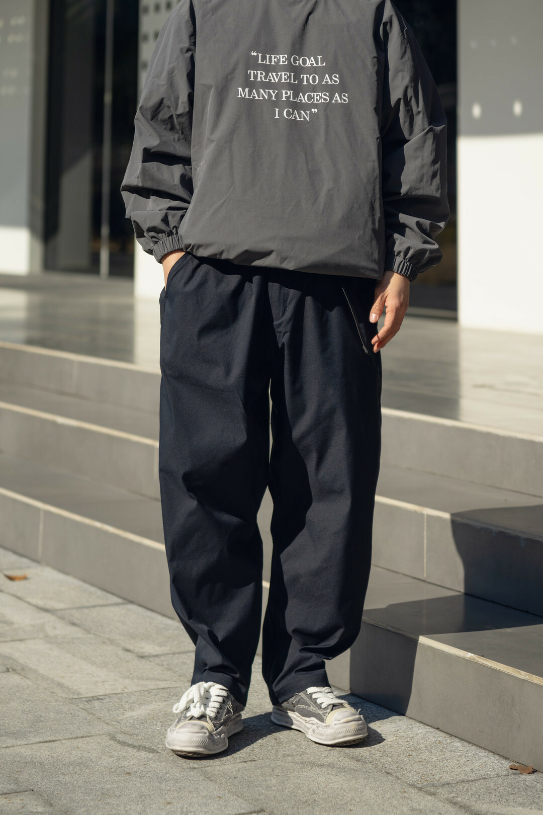 日系質感廓型休閒長褲