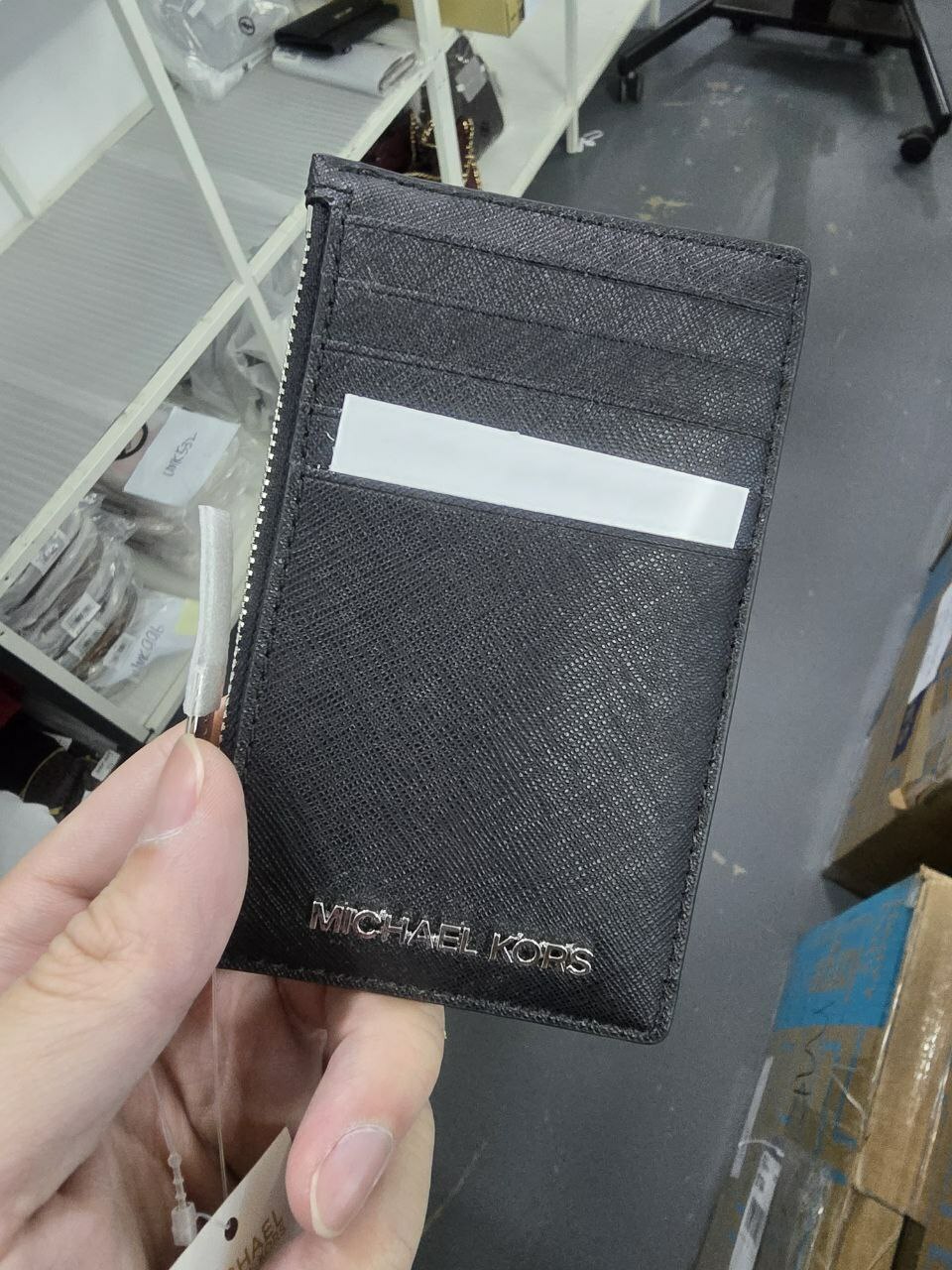 [S] MICHAEL KORS 35F2STVD2L MD TZ CARD CASE LEATHER,BLACK, 196163446325 (SMK663)