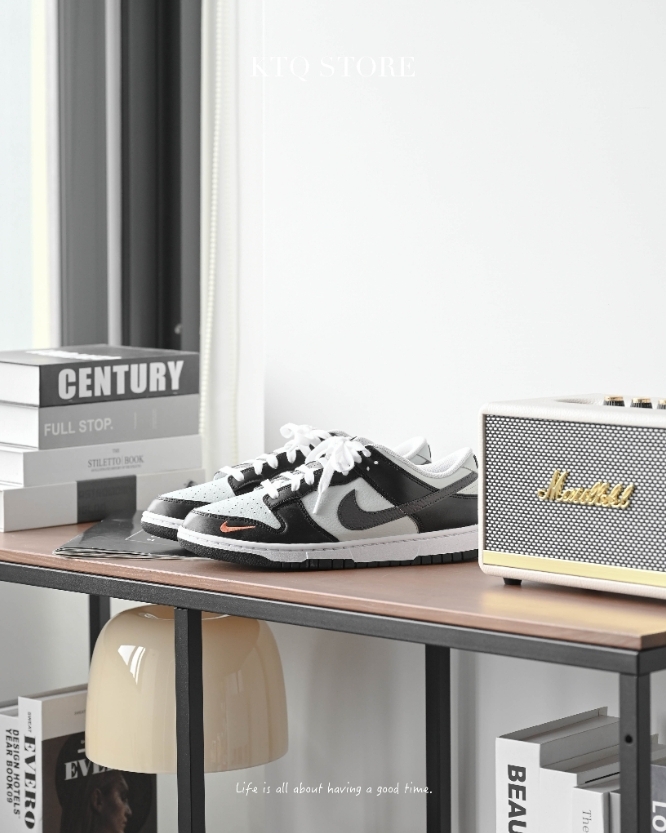 KTQ STORE ‧NIKE DUNK LOW MINI SWOOSH 刺繡小勾黑橘 黑灰低筒 FN7808-001