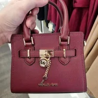 [S] MICHAEL KORS 35H3GHMC0L HAMILTON XS SATCHEL XBODY LEATHER,DARK CHERRY, 196237272218 (SMK666)