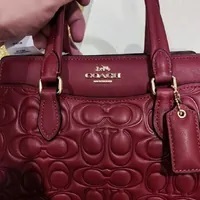 [S] COACH CM050 SIGNATURE LEATHER MINI DARCIE CY ,IM/CHERRY, 196395102372 [FINAL SALE] (SCO624)