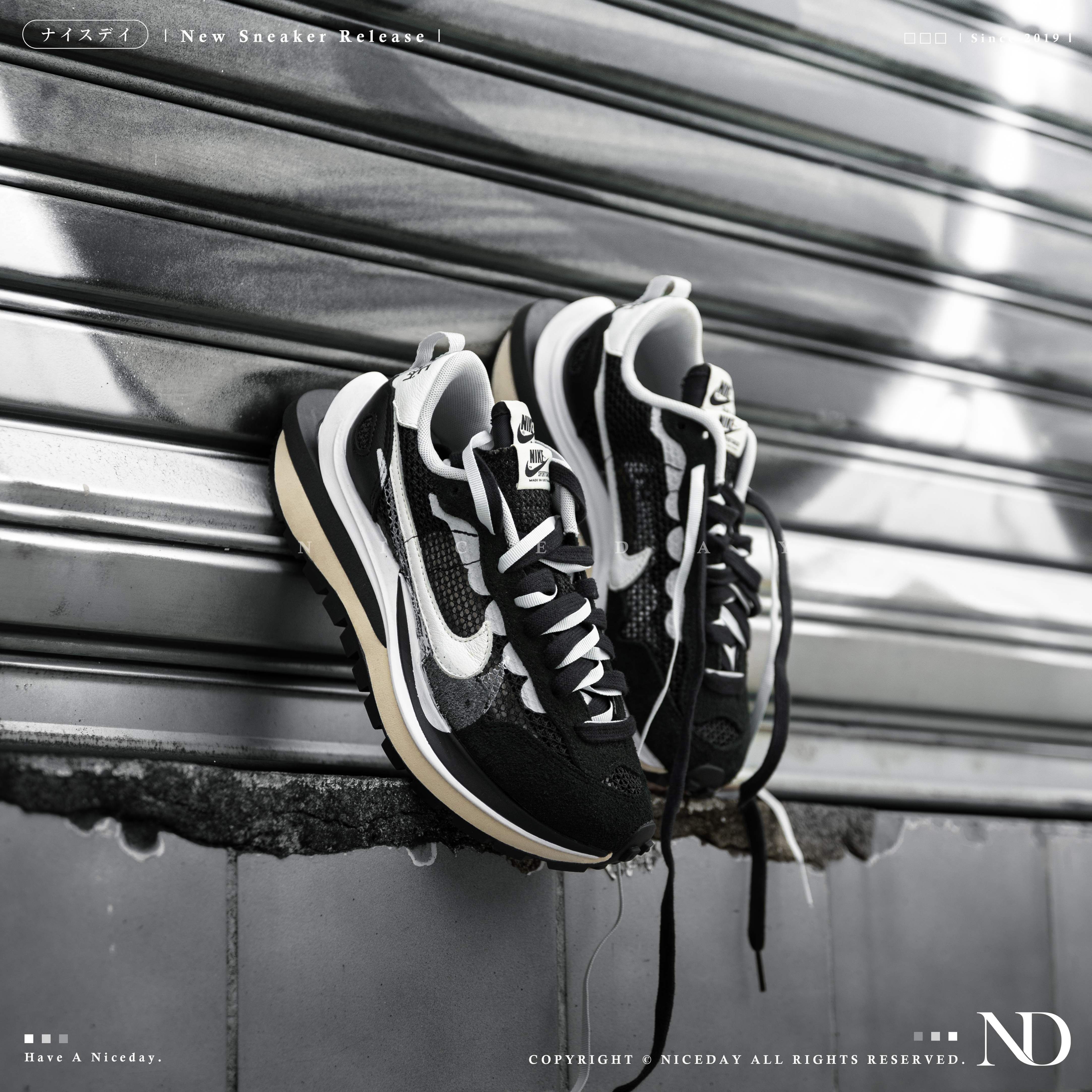 NICEDAY 代購 Nike vaporwaffle x Sacai  黑白 男女 CV1363-001