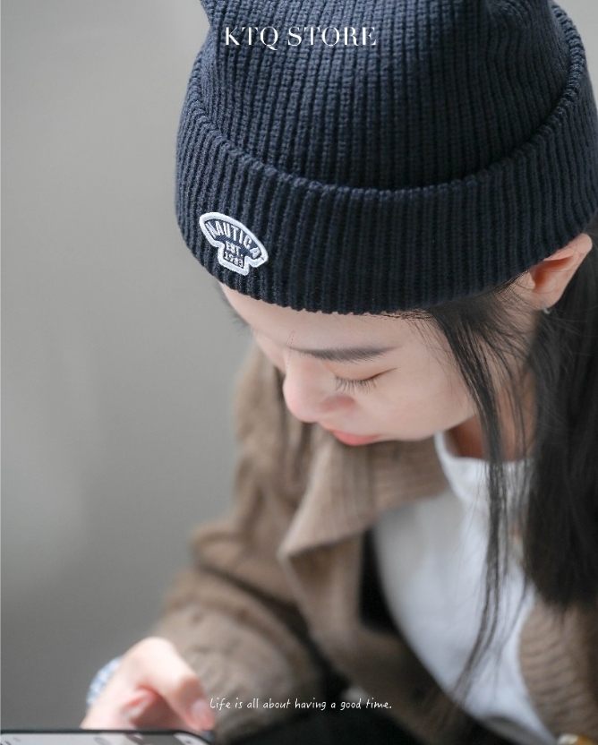 KTQ STORE ‧Nautica Small Patch Logo Knit Beanie 毛帽 兩色