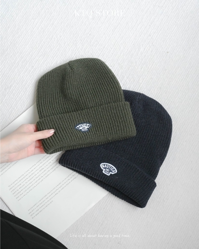 KTQ STORE ‧Nautica Small Patch Logo Knit Beanie 毛帽 兩色