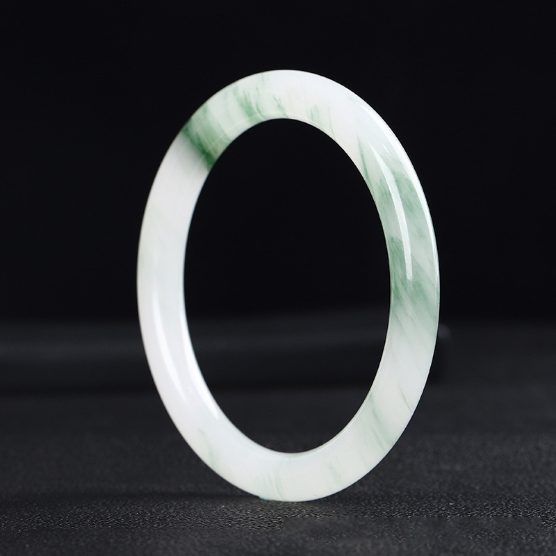 【玉鐲】透翠白玉-新疆金絲玉