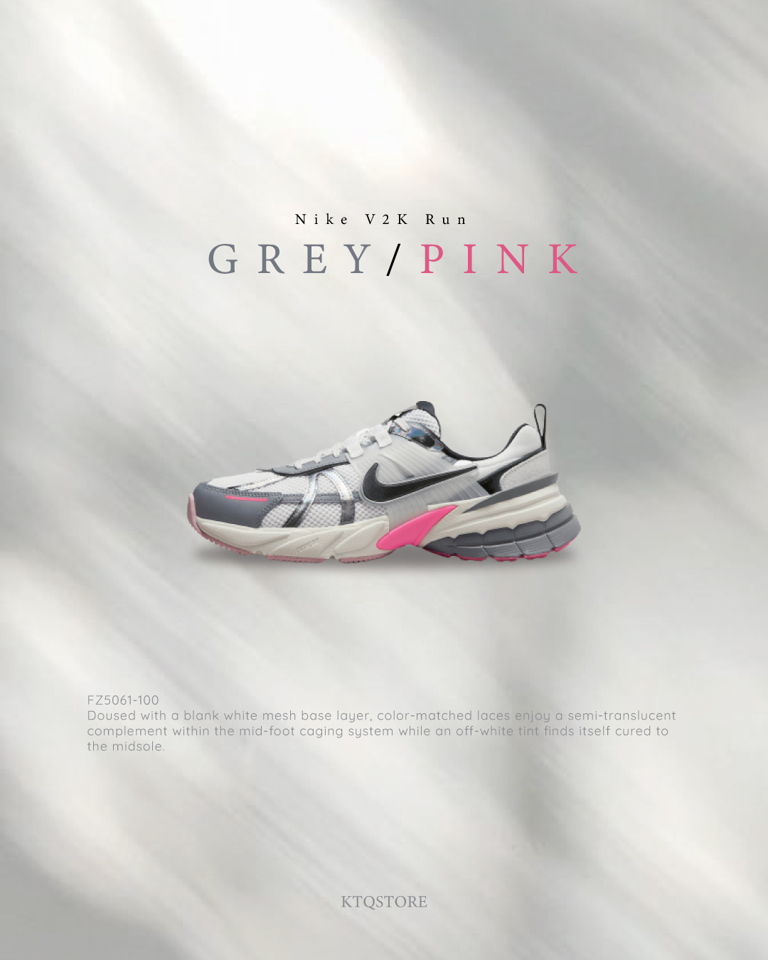 KTQ STORE ‧  Nike V2K Run "Grey/Pink" 白灰粉 老爹鞋 厚底 FZ5061-100