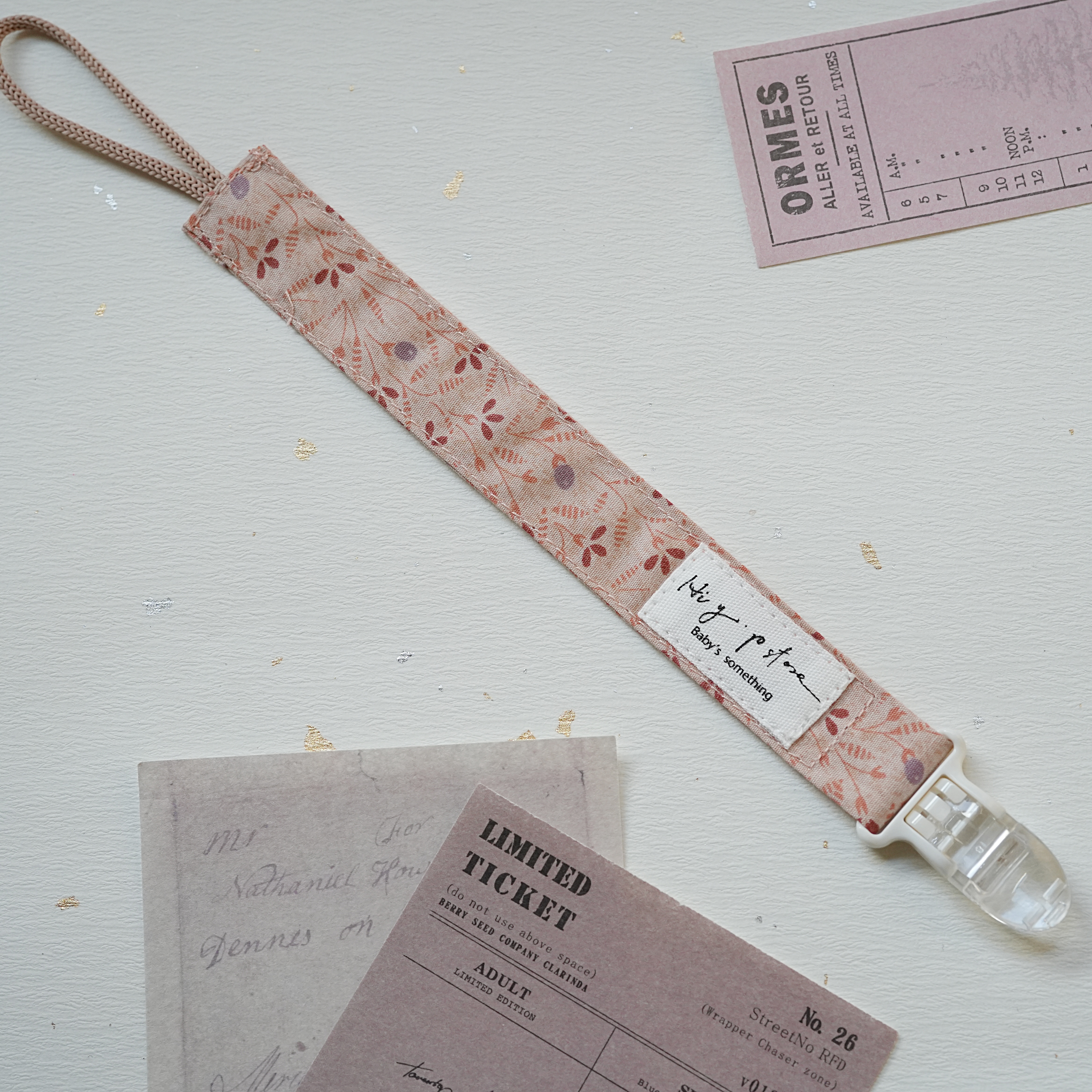 Hi Y.P store-鱷魚夾-淺古花蔓-復古粉