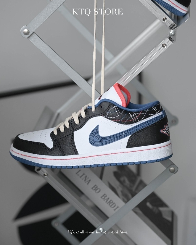 KTQ STORE ‧  Nike Air Jordan 1 Low SE 黑 藍 刺繡 男鞋 AJ1 FV3622-141