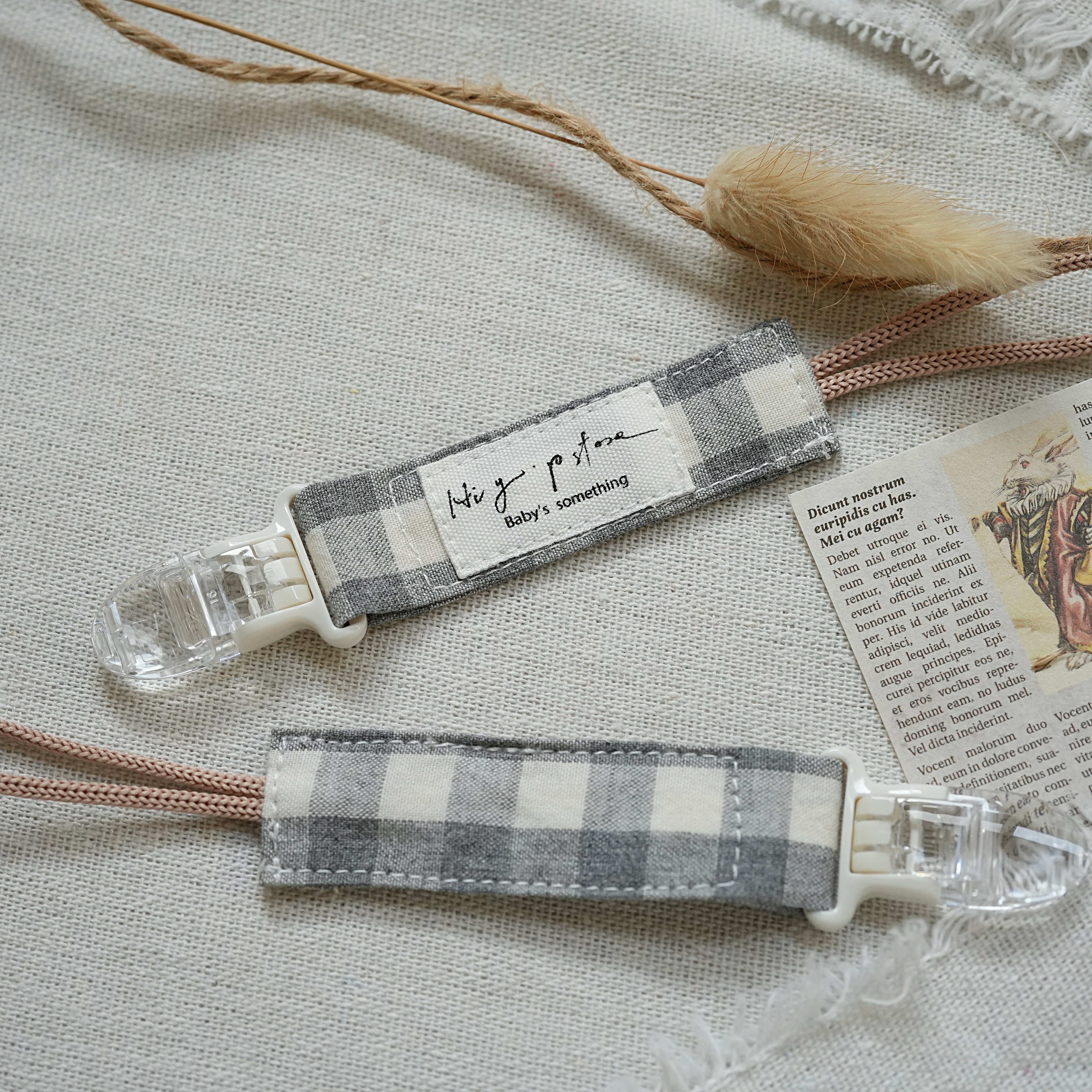 Hi Y.P store-短版鱷魚夾-莫蘭迪格紋