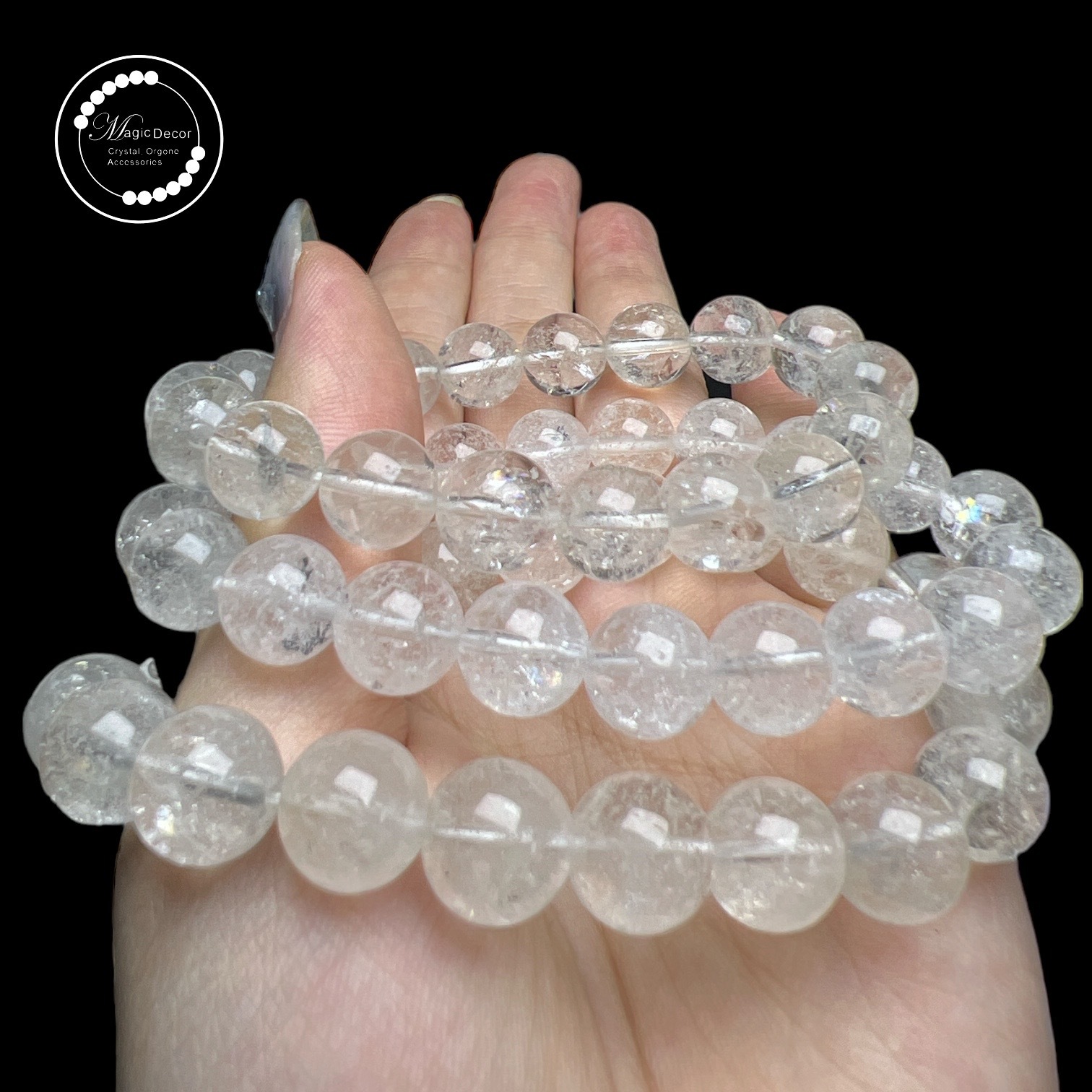 250925 - A11 10mm+錦鯉白膠花手串