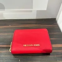 [S] MICHAEL KORS 35H8GTVZ1L JET SET TRAVEL LEATHER MEDIUM ZA CARD CASE,BRIGHT RED, 192877691921 (SMK690)