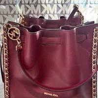[S] MICHAEL KORS 35H3G4ML3I MINA LG BLT CH INLY SHOULDER,DARK CHERRY, 196237279064 (SMK707)
