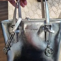 [S] MICHAEL KORS 35H3STVT0M JET SET TRAVEL XS CRYL CONV TZ TOTE,SILVER, 196237283375 (SMK719)