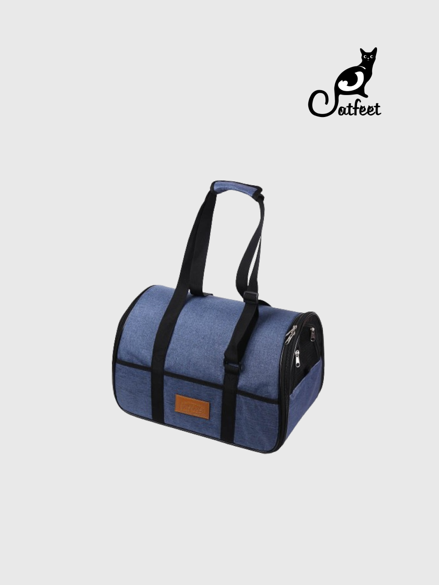 【Catfeet】輕旅行亞麻風手提包｜深藍