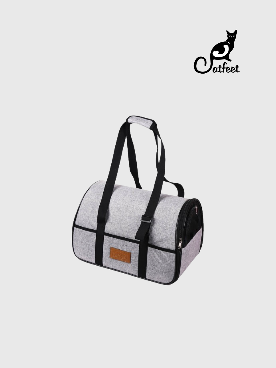 【Catfeet】輕旅行亞麻風手提包｜淺灰