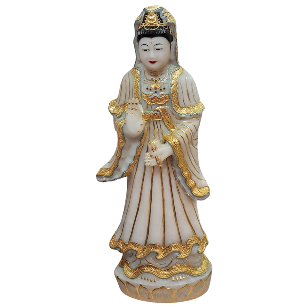 緬甸白玉白衣觀音菩薩精品70公分【十方】113419