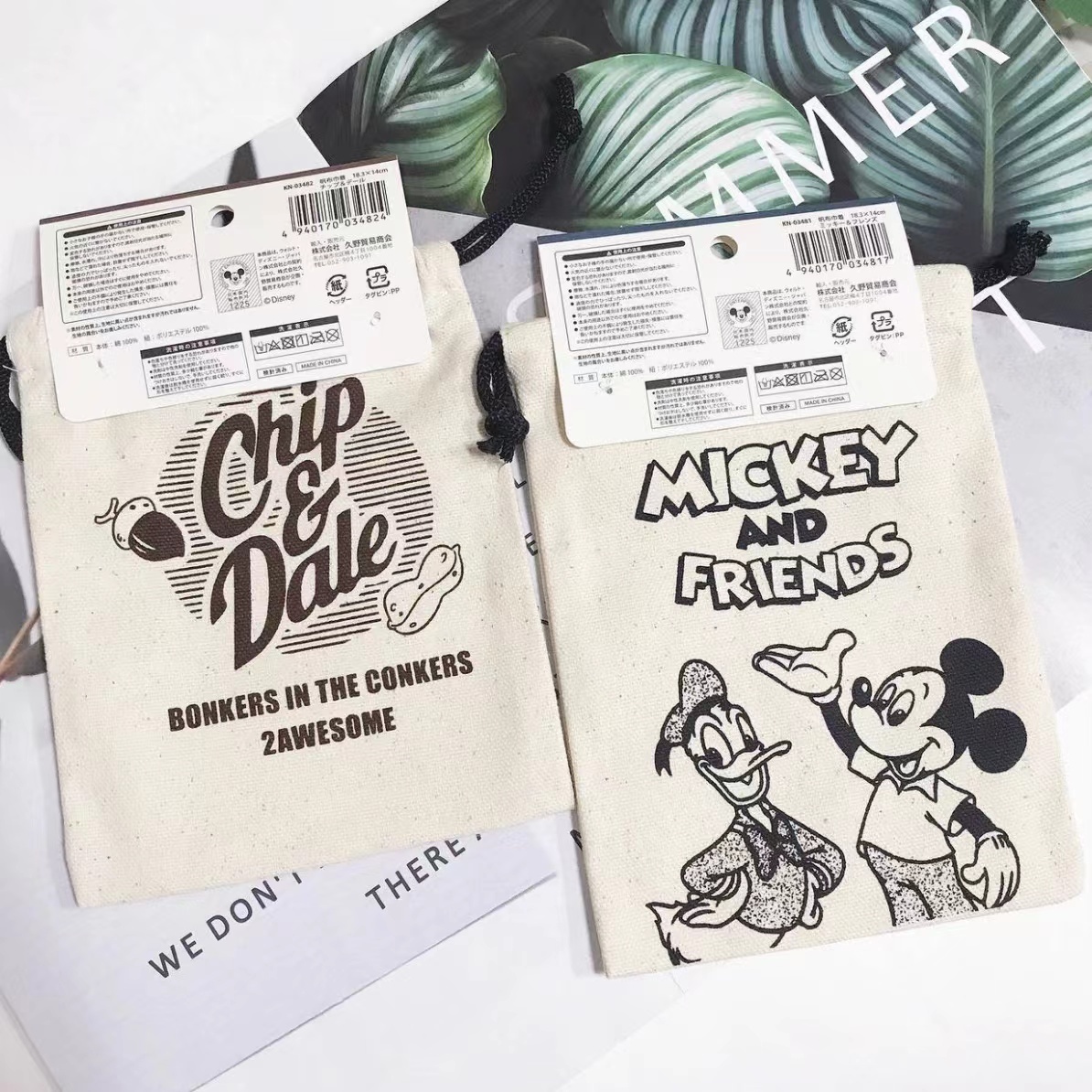 🇯🇵日本代購DISNEY 厚身雙面帆布索繩袋