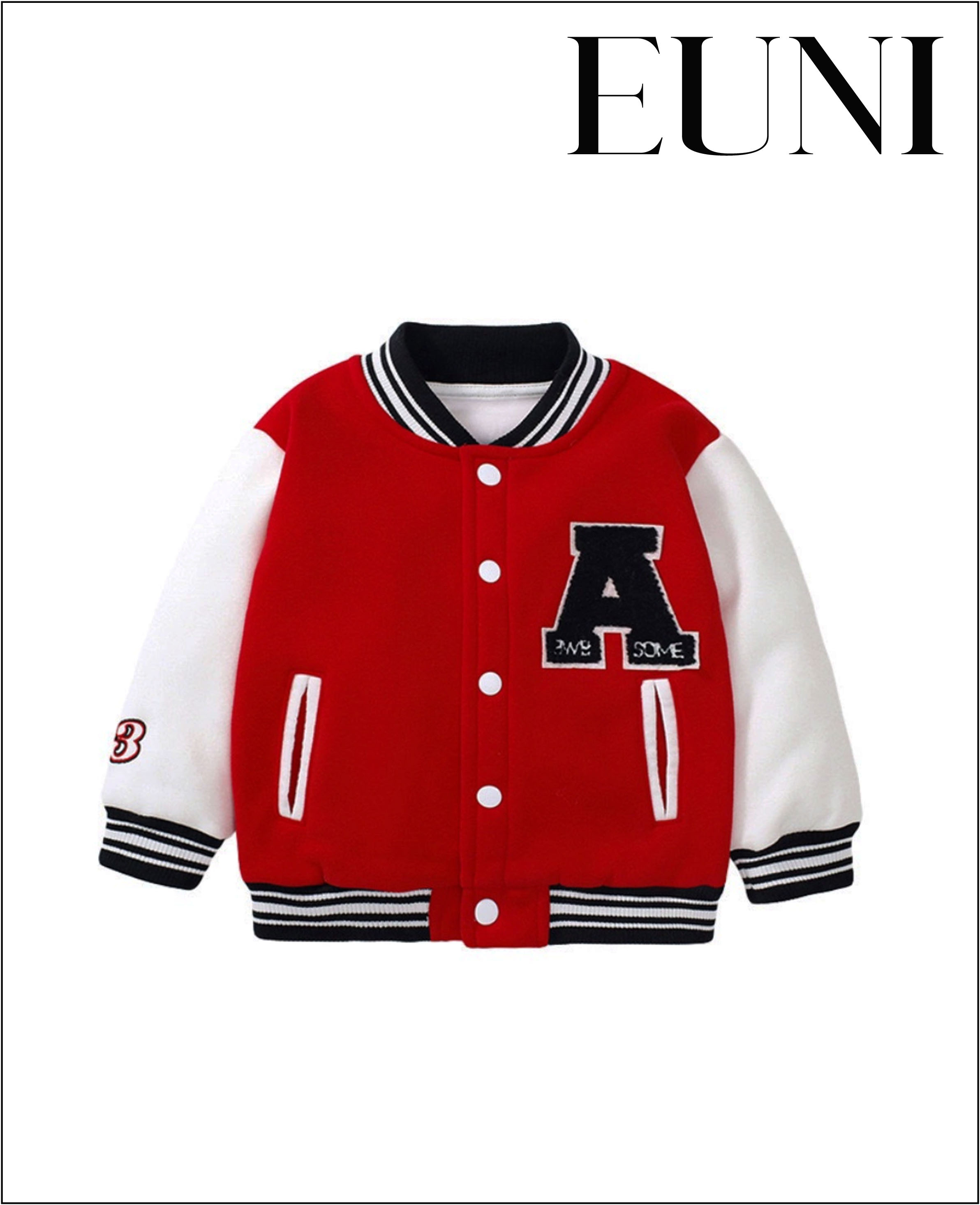 紅白潮流棒球外套