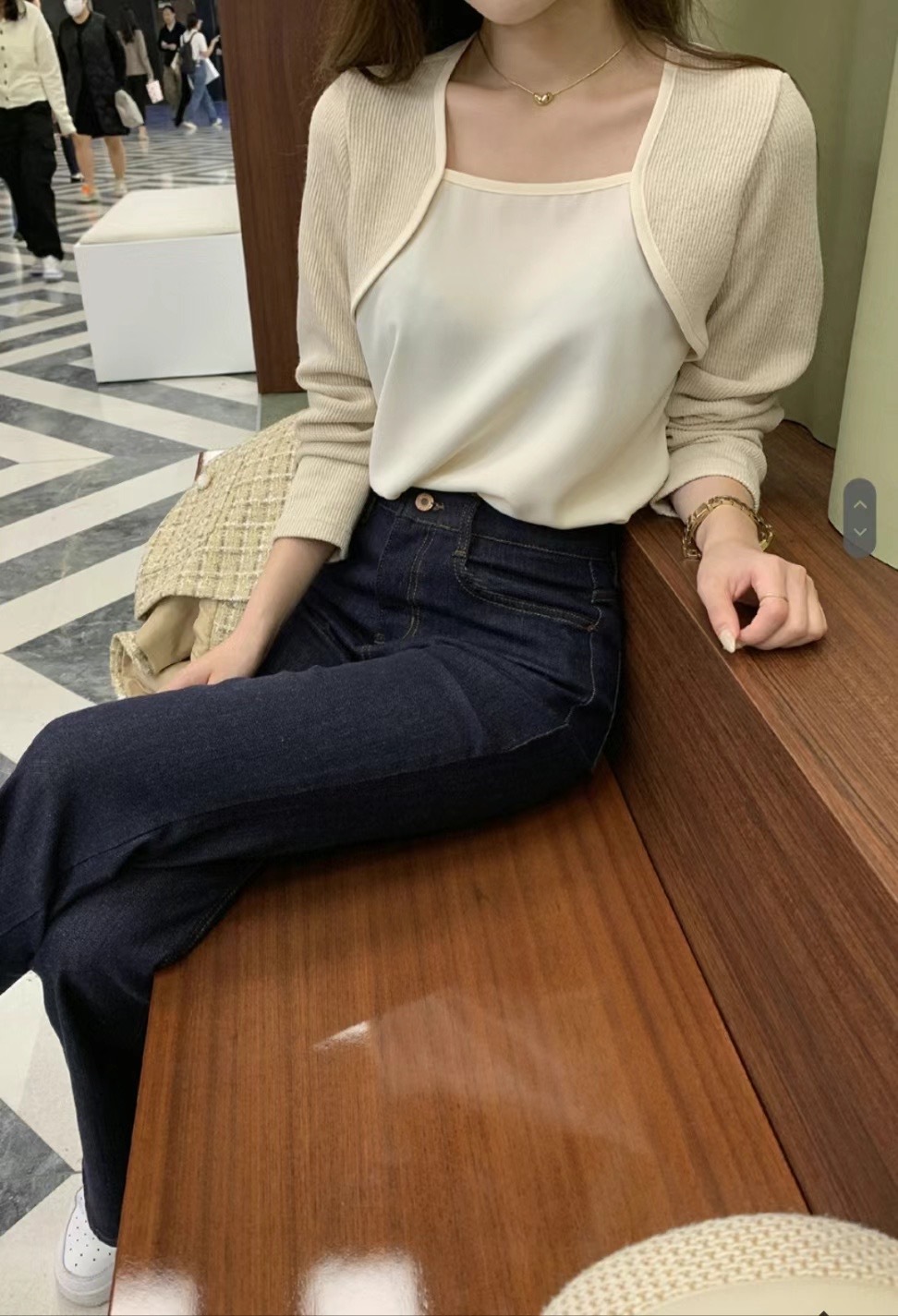 斗篷假兩件雪紡上衣(13698)