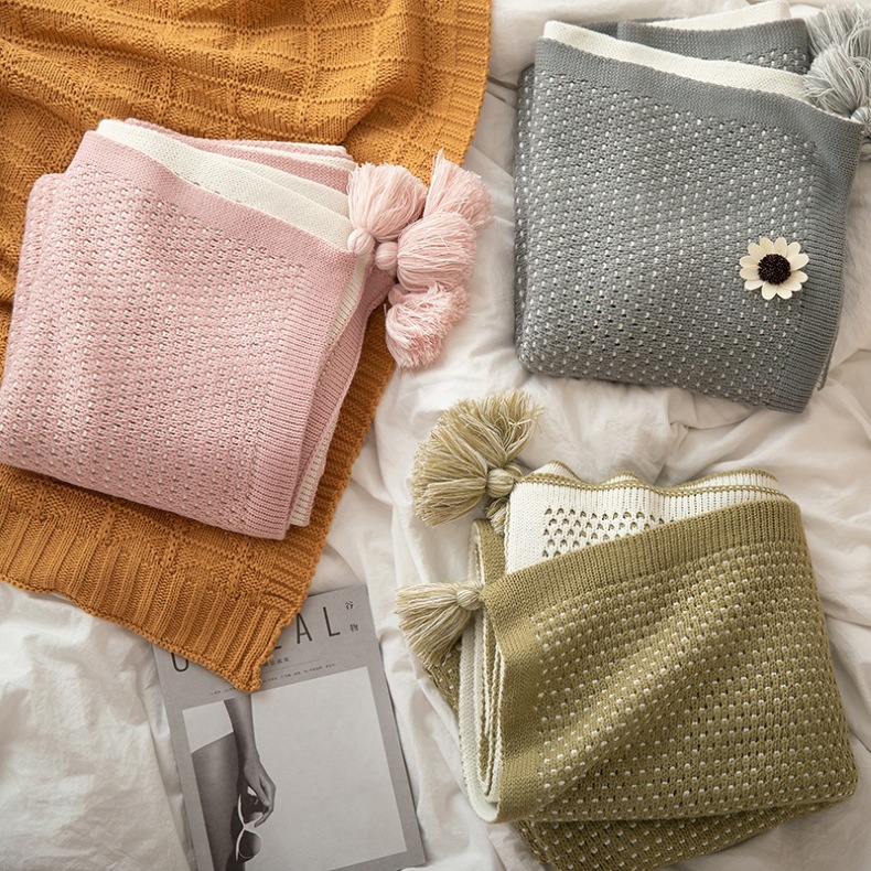 《3605》居家雙色蜂窩針織毛絨毯