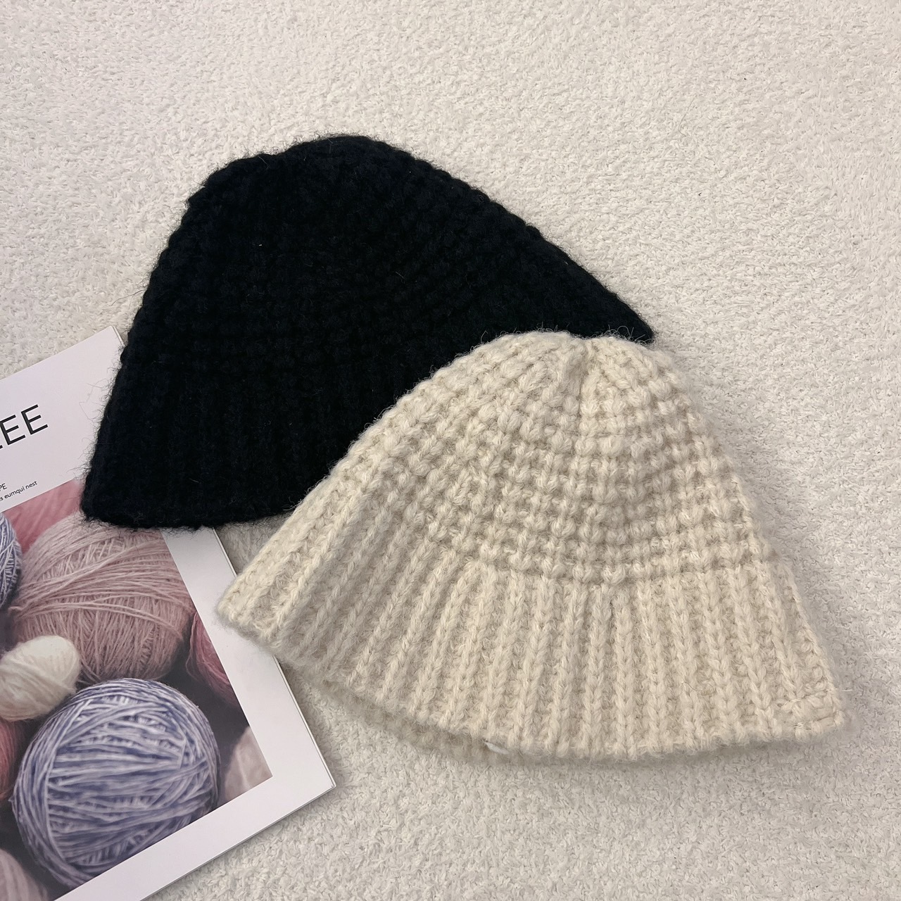 針織毛線漁夫帽/三色/鬚鬚那條可剪掉