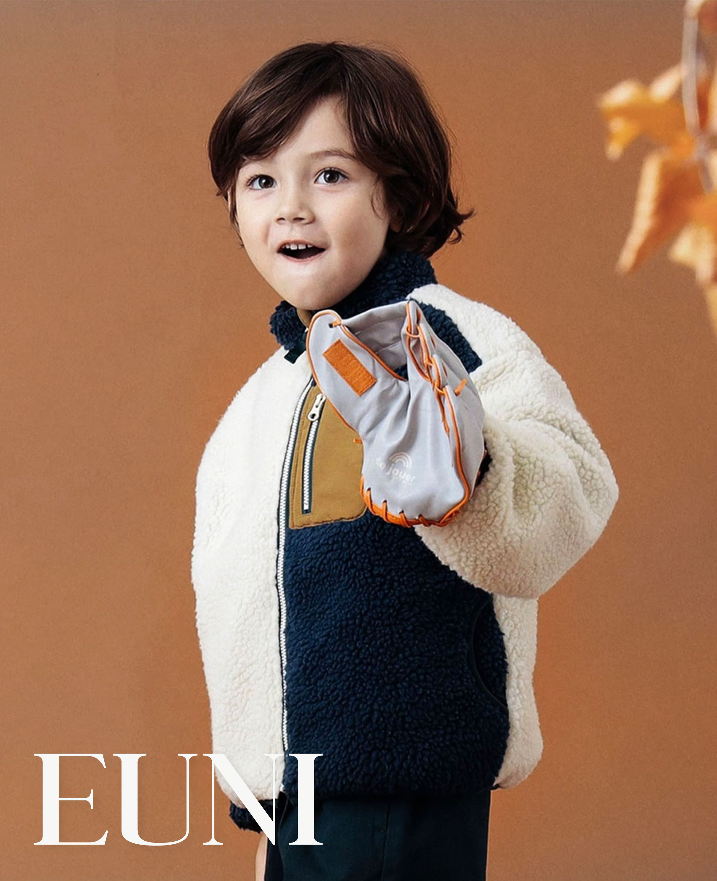 蔚藍沙丘色雙面拼接羊羔絨外套