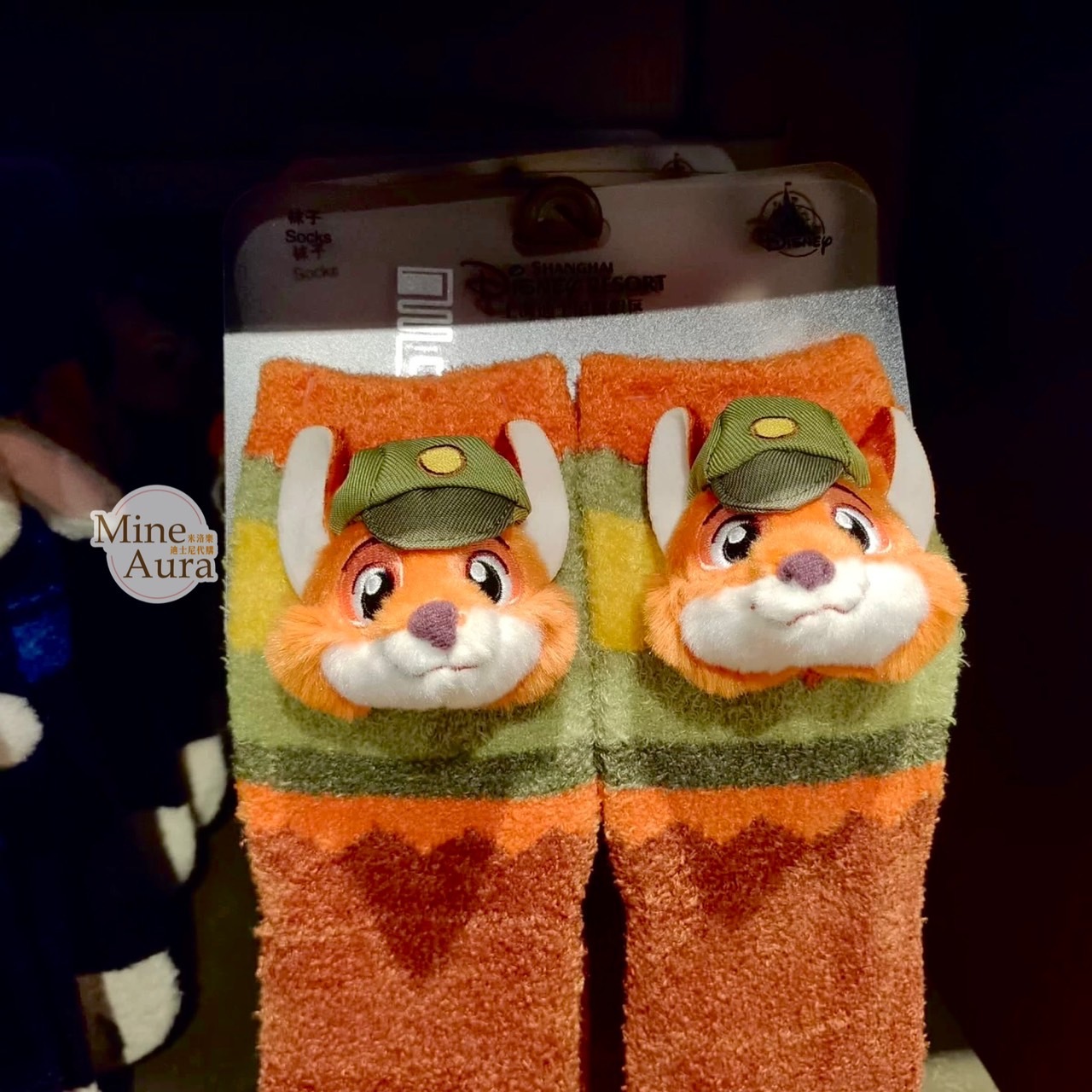 童心系列 胡尼克 Nick 絨毛大頭造型 襪子 動物方城市 Zootopia -上海迪士尼樂園