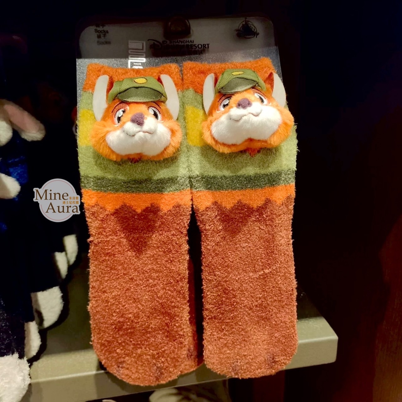 童心系列 胡尼克 Nick 絨毛大頭造型 襪子 動物方城市 Zootopia -上海迪士尼樂園
