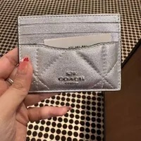 [S] COACH CM256 METALLIC QUILT SLM ID CC ,SV/METALLIC SILVER, 196395078936 (SCO632)