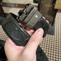 [S] COACH 55157 WHRN CTSR SIGL BELT,BLACK, 889532539710 (SCO634)