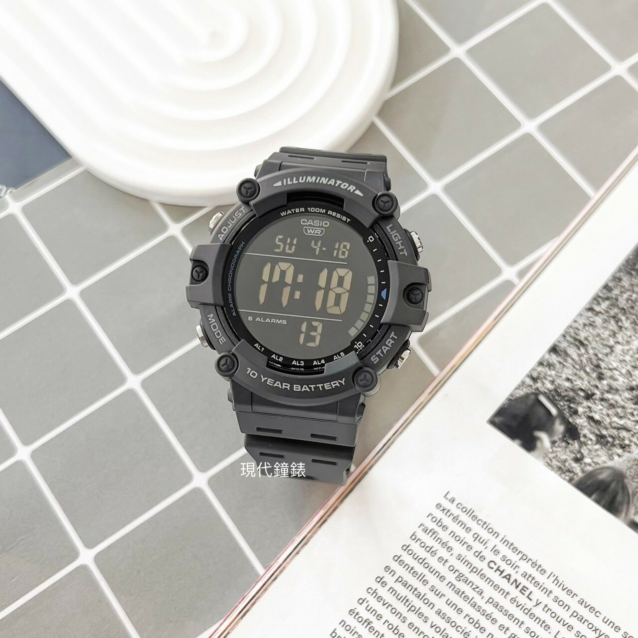 【CASIO 卡西歐】LED大錶面數位電子錶AE-1500WH-8B 51.2mm 現代鐘錶