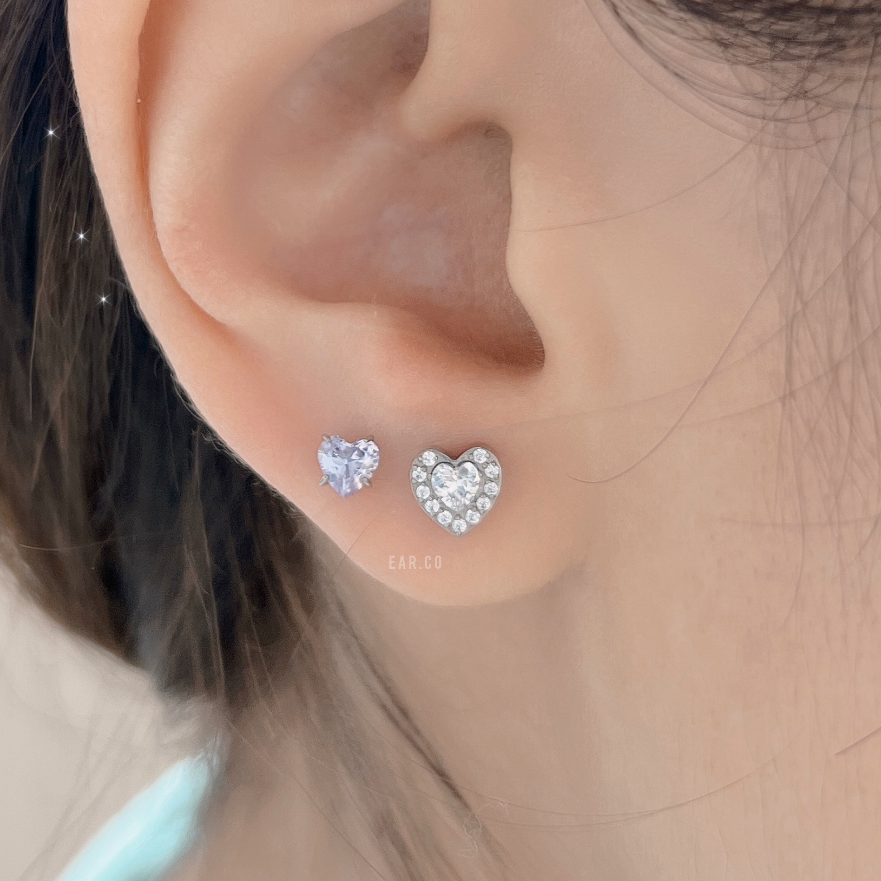 精緻小愛心平頭耳門/耳珠/耳骨釘 [G23 Titanium] [單支]