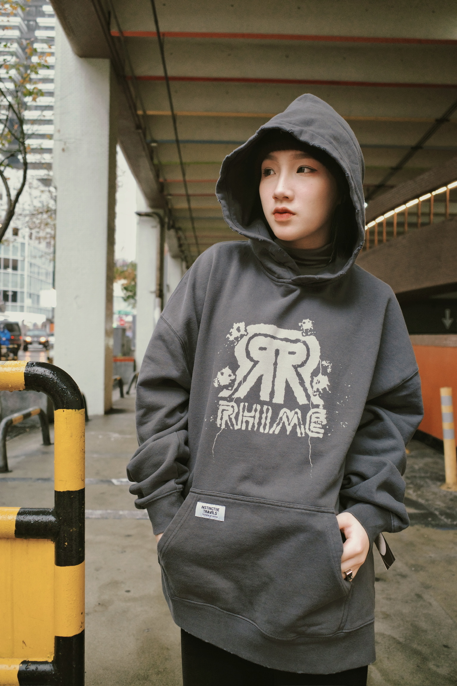 Rhime USA 對稱字母 水洗帽踢 卡其/灰