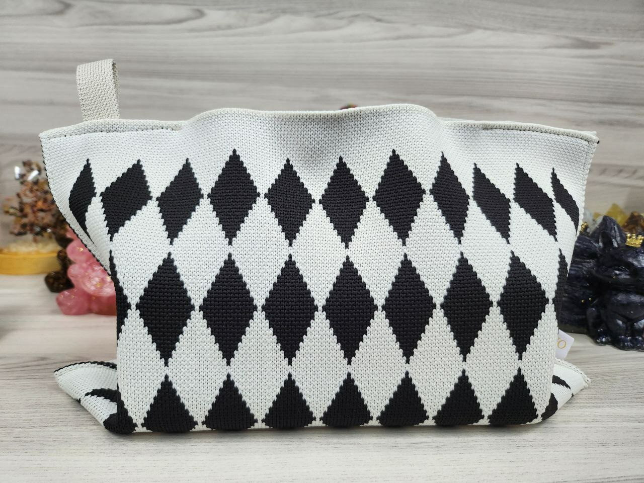 [S] RELUZZO DIAMOND KNITTED TISSUES BAG LARGE SIZE, SZZ296 (SZZ296)