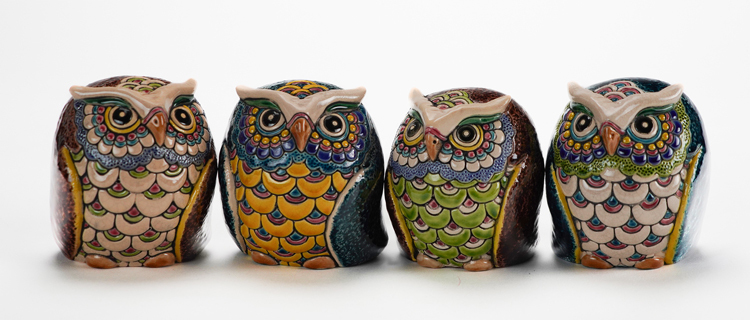 鹿港窯禮品館│交趾S可愛貓頭鷹