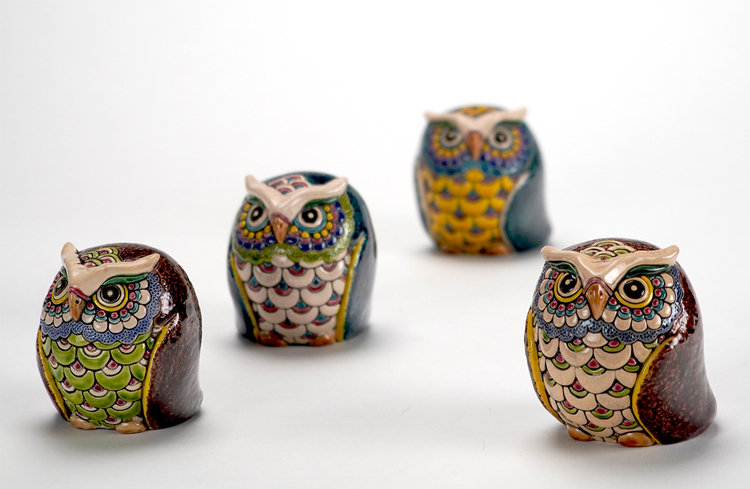 鹿港窯禮品館│交趾S可愛貓頭鷹