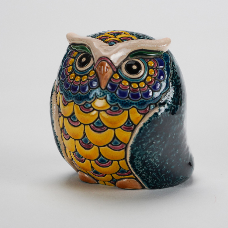 鹿港窯禮品館│交趾S可愛貓頭鷹